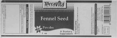 Photo of the TerraVita Fennel Seed Powder label