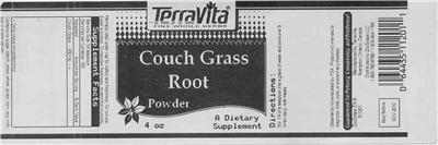 Photo of the TerraVita Couch Grass Root Powder label