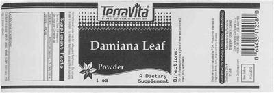 Photo of the TerraVita Damiana Leaf Powder label