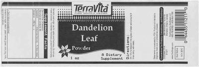 Photo of the TerraVita Dandelion Leaf Powder label