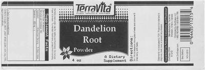 Photo of the TerraVita Dandelion Root Powder label