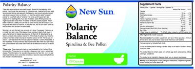 Photo of the New Sun Polarity Balance label