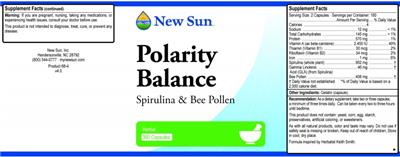 Photo of the New Sun Polarity Balance label