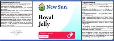 Photo of the New Sun Royal Jelly label