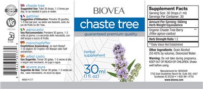 Photo of the BIOVEA Chaste Tree label