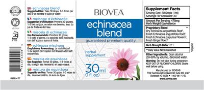 Photo of the BIOVEA Echinacea Blend label
