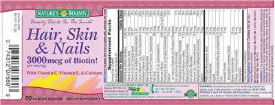 Photo of the Nature's Bounty Hair, Skin & Nails label
