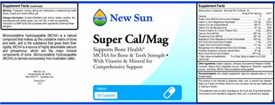 Photo of the New Sun Super Cal/Mag label