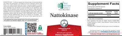 Photo of the Ortho Molecular Products Nattokinase label