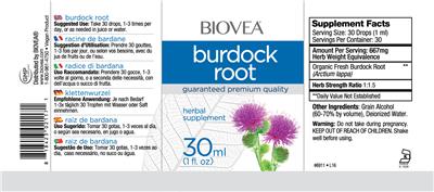 Photo of the BIOVEA Burdock Root label