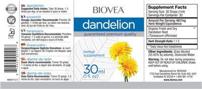 Photo of the BIOVEA Dandelion label