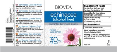 Photo of the BIOVEA Echinacea (Alcohol Free) label