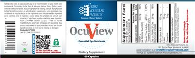 Photo of the Ortho Molecular Products Ocuview label