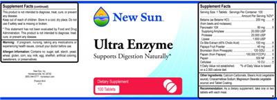 Photo of the New Sun Ultra Enzyme label