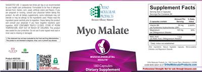 Photo of the Ortho Molecular Products Myo Malate label