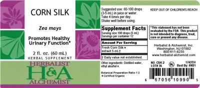 Photo of the Herbalist & Alchemist Corn Silk label