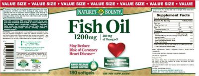 Photo of the Nature's Bounty Fish Oil 1200 mg label