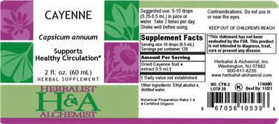 Photo of the Herbalist & Alchemist Cayenne label