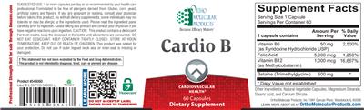 Photo of the Ortho Molecular Products Cardio B label