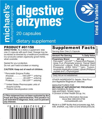 Photo of the Michael's Naturopathic Programs Digestive Enzymes label