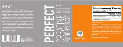 Photo of the Nature's Best Perfect Creatine Monohydrate Plain label
