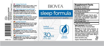 Photo of the BIOVEA Sleep Formula label