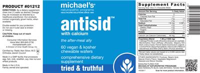 Photo of the Michael's Naturopathic Programs Antisid label