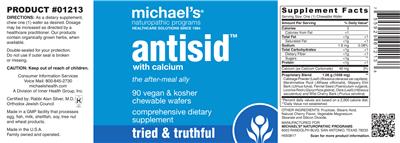 Photo of the Michael's Naturopathic Programs Antisid label