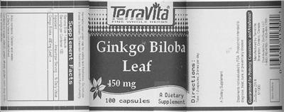 Photo of the TerraVita Ginkgo Biloba Leaf 450 mg label