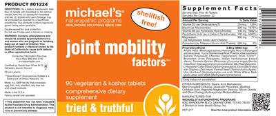 Photo of the Michael's Naturopathic Programs Joint Mobility Factors label