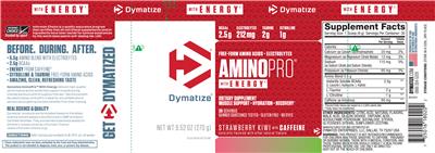 Photo of the Dymatize AminoPro With Energy Strawberry Kiwi With Caffeine label