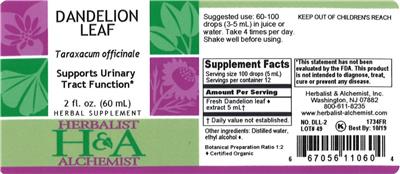 Photo of the Herbalist & Alchemist Dandelion Leaf label