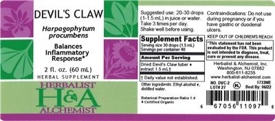 Photo of the Herbalist & Alchemist Devil's Claw label