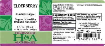 Photo of the Herbalist & Alchemist Elderberry label