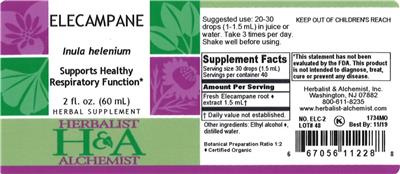 Photo of the Herbalist & Alchemist Elecampane label