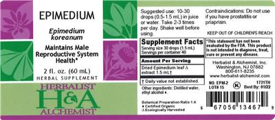 Photo of the Herbalist & Alchemist Epimedium label