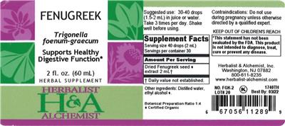 Photo of the Herbalist & Alchemist Fenugreek label