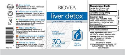 Photo of the BIOVEA Liver Detox label