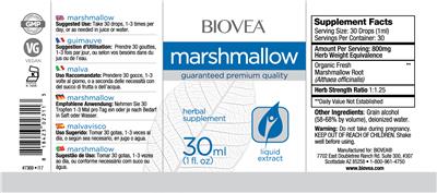 Photo of the BIOVEA Marshmallow label