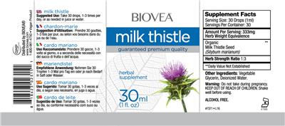 Photo of the BIOVEA Milk Thistle label