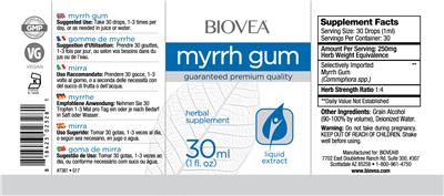 Photo of the BIOVEA Myrrh Gum label