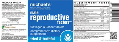 Photo of the Michael's Naturopathic Programs Male Reproductive Factors label