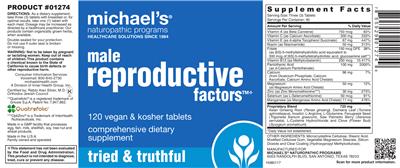Photo of the Michael's Naturopathic Programs Male Reproductive Factors label