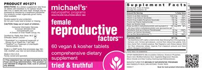 Photo of the Michael's Naturopathic Programs Female Reproductive Factors label