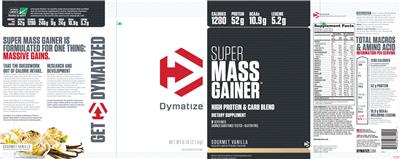 Photo of the Dymatize Super Mass Gainer Gourmet Vanilla label