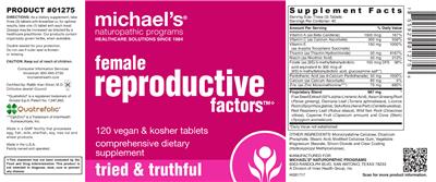 Photo of the Michael's Naturopathic Programs Female Reproductive Factors label