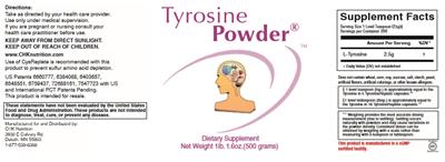 Photo of the CHK Nutrition Tyrosine Powder label