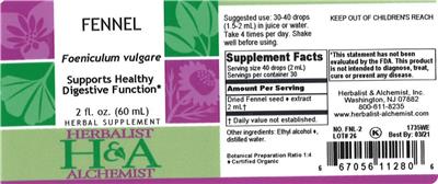 Photo of the Herbalist & Alchemist Fennel label