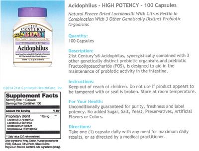 Photo of the 21st Century High-Potency Acidophilus label