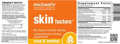 Photo of the Michael's Naturopathic Programs Skin Factors label